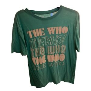 The Who Band T Shirt Green Graphic Tee XS